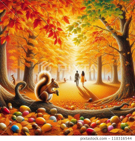 Autumn leaves and fallen leaves Autumn leaves and fallen leaves 118316544