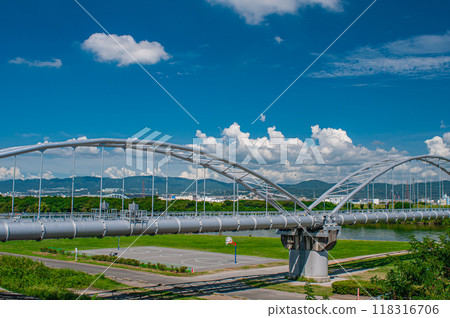 Water pipe bridge over the Yodo River, Hirakata City 118316706