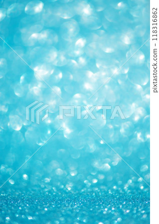 Defocus light background blue with white. Blurred glitters, sparkles shine, bokeh. 118316862