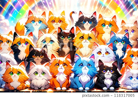 A huge gathering of colorful cats 118317005