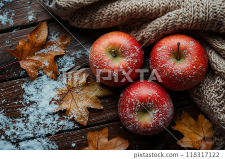 Red apples, a gift from the autumn earth 118317122