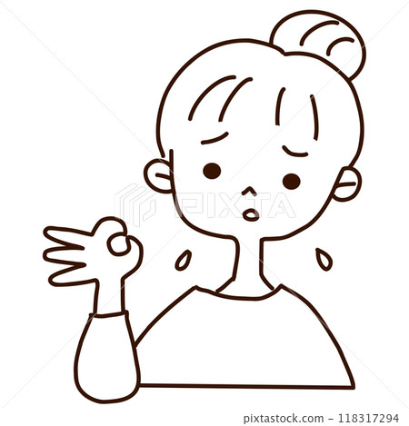 A girl who is short of money - Line drawing 118317294