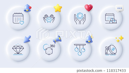Delivery calendar, Inflation and Safe time line icons. Buttons with 3d bell, chat speech, cursor. Pack of Healthcare calendar, Augmented reality, Employee hand icon. Vector Delivery calendar, Inflation and Safe time line icons. Buttons with 3d bell, chat speech, cursor. Pack of Healthcare calendar, Augmented reality, Employee hand icon. Vector 118317433