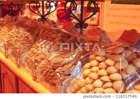 Stacks of products at a financier specialty store 118317549