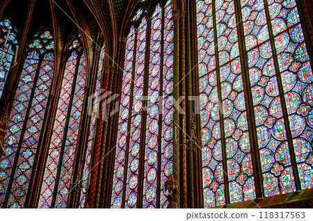 Stunningly colorful windows inside a famous church 118317563