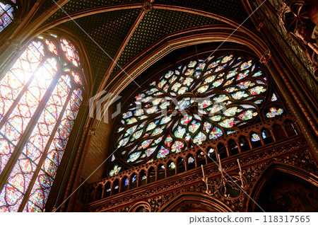 Sunlight shines through the stained glass 118317565