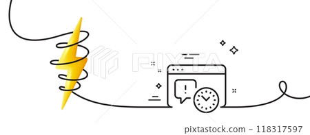 Project deadline line icon. Continuous one line with curl. Time management sign. Internet symbol. Project deadline single outline ribbon. Loop curve with energy. Vector 118317597