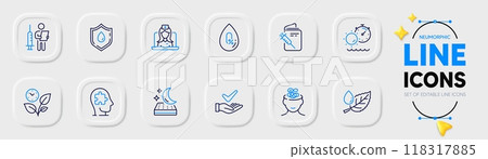 Leaves, Leaf dew and Mental conundrum line icons for web app. Pack of Tanning time, Mattress, Blood donation pictogram icons. Telemedicine, Vaccination passport, Anxiety signs. Vector Leaves, Leaf dew and Mental conundrum line icons for web app. Pack of Tanning time, Mattress, Blood donation pictogram icons. Telemedicine, Vaccination passport, Anxiety signs. Vector 118317885