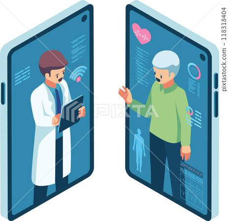 Isometric Doctor and Patient Talking via Telemedicine System 118318404