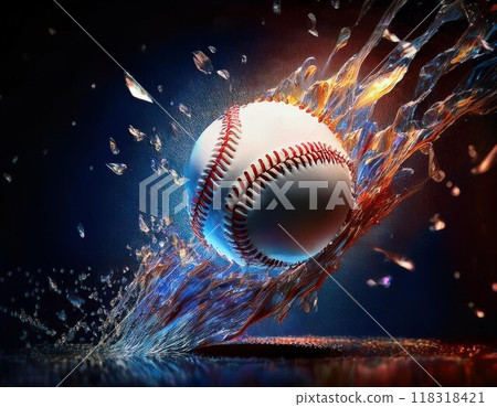 Baseball ball splashing water Baseball ball splashing water 118318421