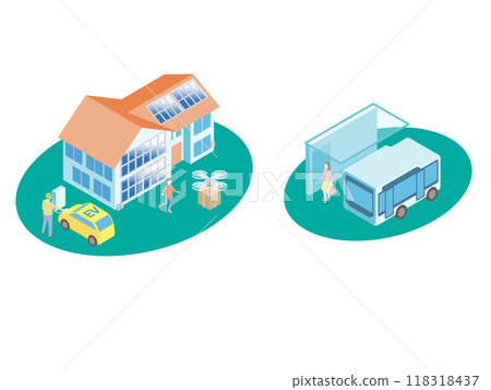 Future home and hydrogen bus Future home and hydrogen bus 118318437