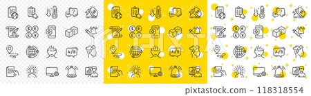 Outline Medical phone, Dice and Vaccine announcement line icons pack for web with Ab testing, Energy price, Mindfulness stress line icon. Bell alert, Presentation board. Vector Outline Medical phone, Dice and Vaccine announcement line icons pack for web with Ab testing, Energy price, Mindfulness stress line icon. Bell alert, Presentation board. Vector 118318554