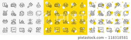 Outline Teamwork process, Electricity bulb and Winner line icons pack for web with Share, Safe time, Square area line icon. Save planet, Info, Project edit pictogram icon. Vector 118318581
