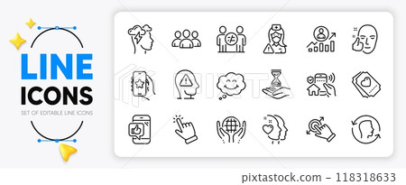 House security, Smile and Organic tested line icons set for app include Mental health, Heart, Mindfulness stress outline thin icon. Touchscreen gesture, Career ladder. Vector House security, Smile and Organic tested line icons set for app include Mental health, Heart, Mindfulness stress outline thin icon. Touchscreen gesture, Career ladder. Vector 118318633