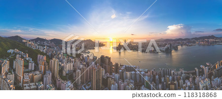 the panorama with Victoria harbor at hong kong Sept 1 2024 the panorama with Victoria harbor at hong kong Sept 1 2024 118318868