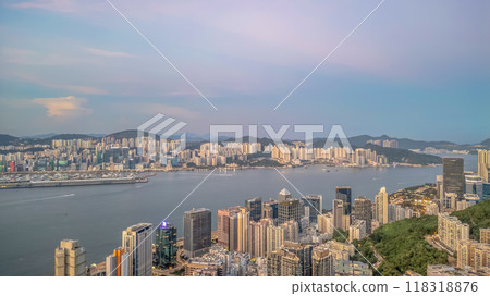Hong Kong and kowloon peninsula with Victoria harbor Sept 1 2024 118318876