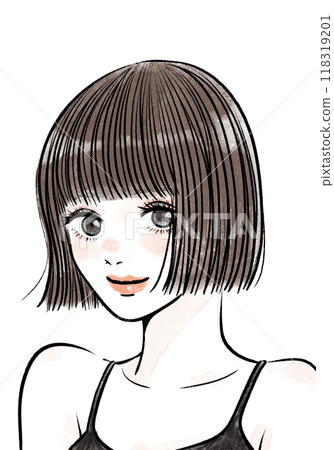 鮑伯頭髮的可愛女人 118319201