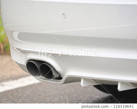 Muffler tail of a white car 118319641