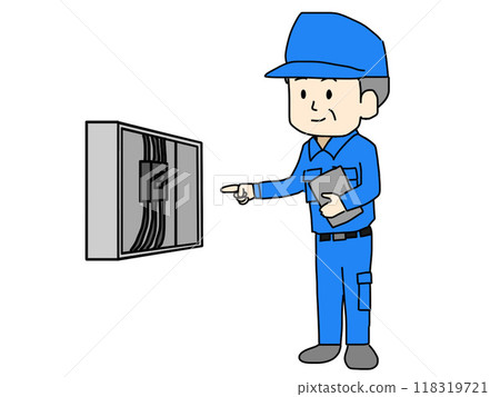 Illustration of a worker inspecting electrical equipment Illustration of a worker inspecting electrical equipment 118319721