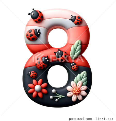 3d red number eight  118319743