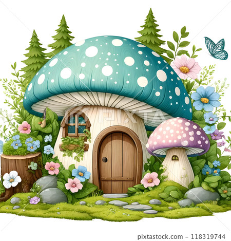 3d mushroom house  118319744