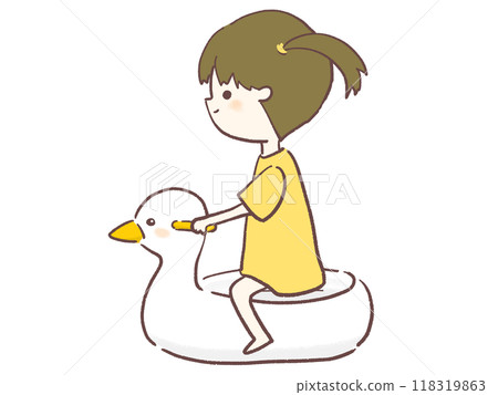 Illustration of a girl sitting on a potty 118319863