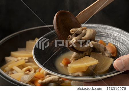 Motsuni: Arrange the stewed offal on a plate 118319976