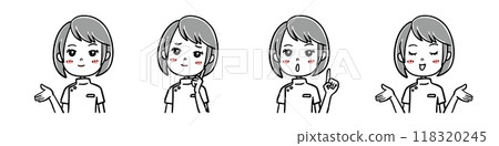 Female rehabilitation staff explanation illustration_01 Female rehabilitation staff explanation illustration_01 118320245