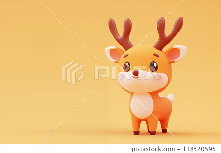 手绘卡通可爱的圣诞节驯鹿插画 手绘卡通可爱的圣诞节驯鹿插画 118320595