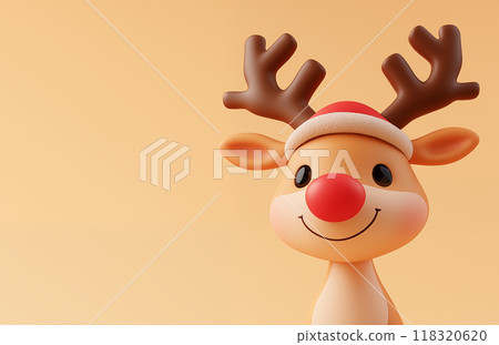 手绘卡通可爱的圣诞节驯鹿插画 手绘卡通可爱的圣诞节驯鹿插画 118320620