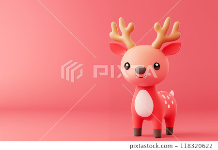 手绘卡通可爱的圣诞节驯鹿插画 手绘卡通可爱的圣诞节驯鹿插画 118320622