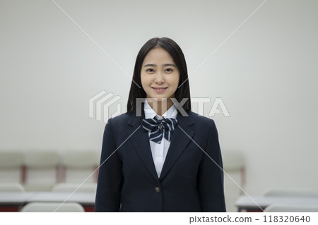 High school girl smiling at the camera Photography cooperation: Ariake College of Education and Arts High school girl smiling at the camera Photography cooperation: Ariake College of Education and Arts 118320640