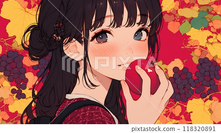 Cute girl eating an apple 118320891