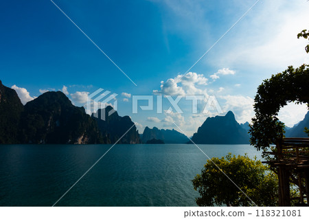 Tropical rainforest Mountain peak in Thailand, Beautiful archipelago islands Thailand Scenic mountains in the lake in Khao Sok National Park, Amazing nature landscape 118321081