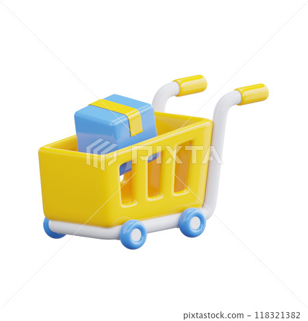 Shopping Cart 3D Illustrations 118321382