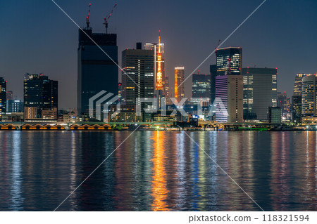 [Night view material] Night view of Tokyo seen from Toyosu Gururi Park [Tokyo] 118321594
