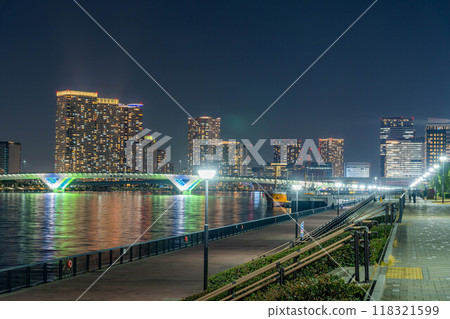 [Night view material] Night view of Tokyo seen from Toyosu Gururi Park [Tokyo] 118321599
