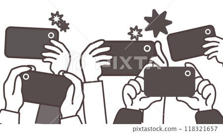 用智慧型手機拍攝人群的插圖 118321657