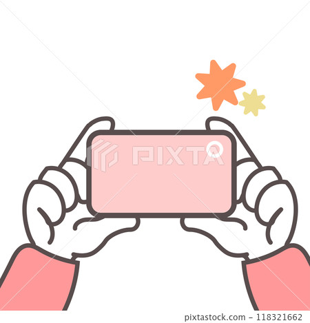 Illustration of a hand taking a picture with a smartphone Illustration of a hand taking a picture with a smartphone 118321662