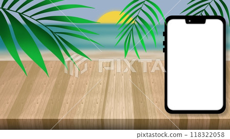 Empty wooden floor for product display montages with sea background, White wood table top on blur beach background, tropical sunset beach, Summer tropical sea beach, mock up blank smartphone display Empty wooden floor for product display montages with sea background, White wood table top on blur beach background, tropical sunset beach, Summer tropical sea beach, mock up blank smartphone display 118322058