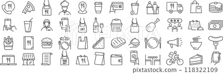 Monochrome food line icon set in vector Monochrome food line icon set in vector 118322109