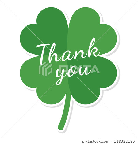 Silhouette illustration of a four-leaf clover. Thank you, thank you sticker, sticker material. 118322189