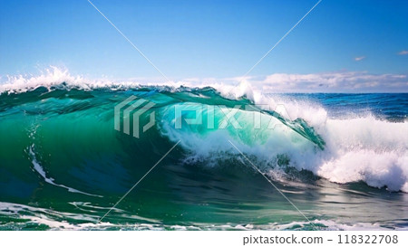 美麗的大海和海浪 118322708