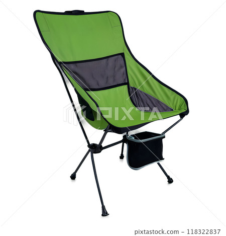 Portable folding camp chair with a mesh back and a built in cup holder set 118322837