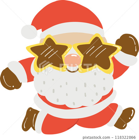 Groovy Retro Santa Jump Character Illustration 118322866