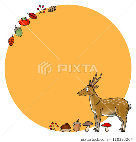 Deer and autumn plants copy space (orange) 118323204
