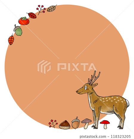Deer and autumn plants copy space (brown) 118323205