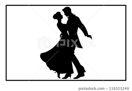 silhouettes of dancing couple, ballroom dancing, Couple dancing silhouette silhouettes of dancing couple, ballroom dancing, Couple dancing silhouette 118323249