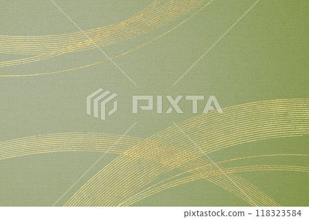 Green fabric, golden curves, Japanese culture, Japanese tradition, background material (abstract) 118323584