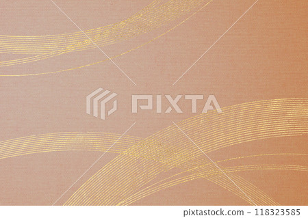 Orange fabric, golden curves, Japanese culture, Japanese tradition, background material (abstract) 118323585